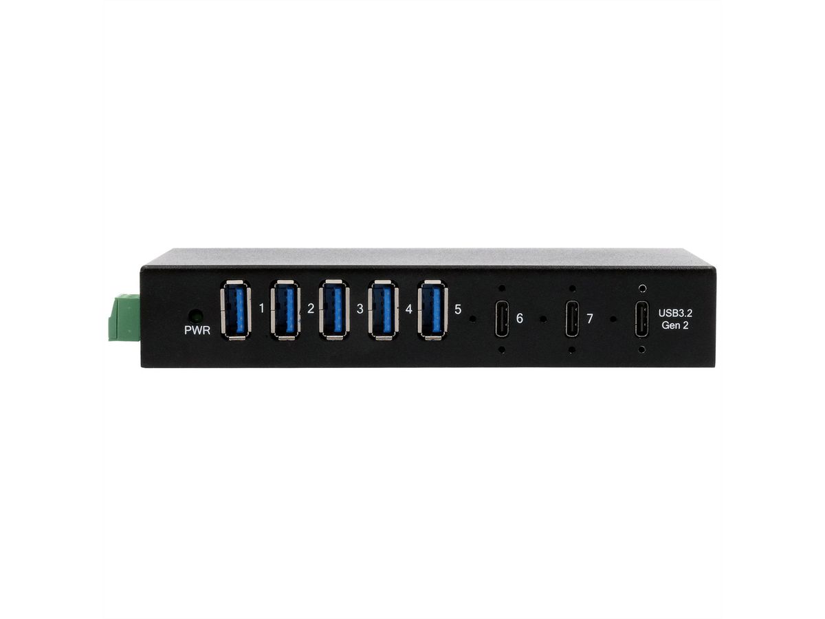 EX-12297HMS 7 Port USB 3.2 Gen 2x1 Metall HUB, mit 2x USB-C und 5x USB-A 3.2 Gen 1 Ports