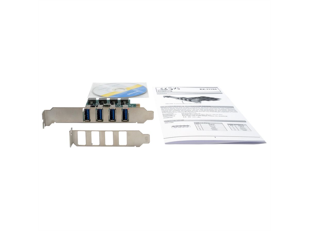 EXSYS EX-11194 4-Poorts USB 3.2 Gen 1 PCIe Kaart
