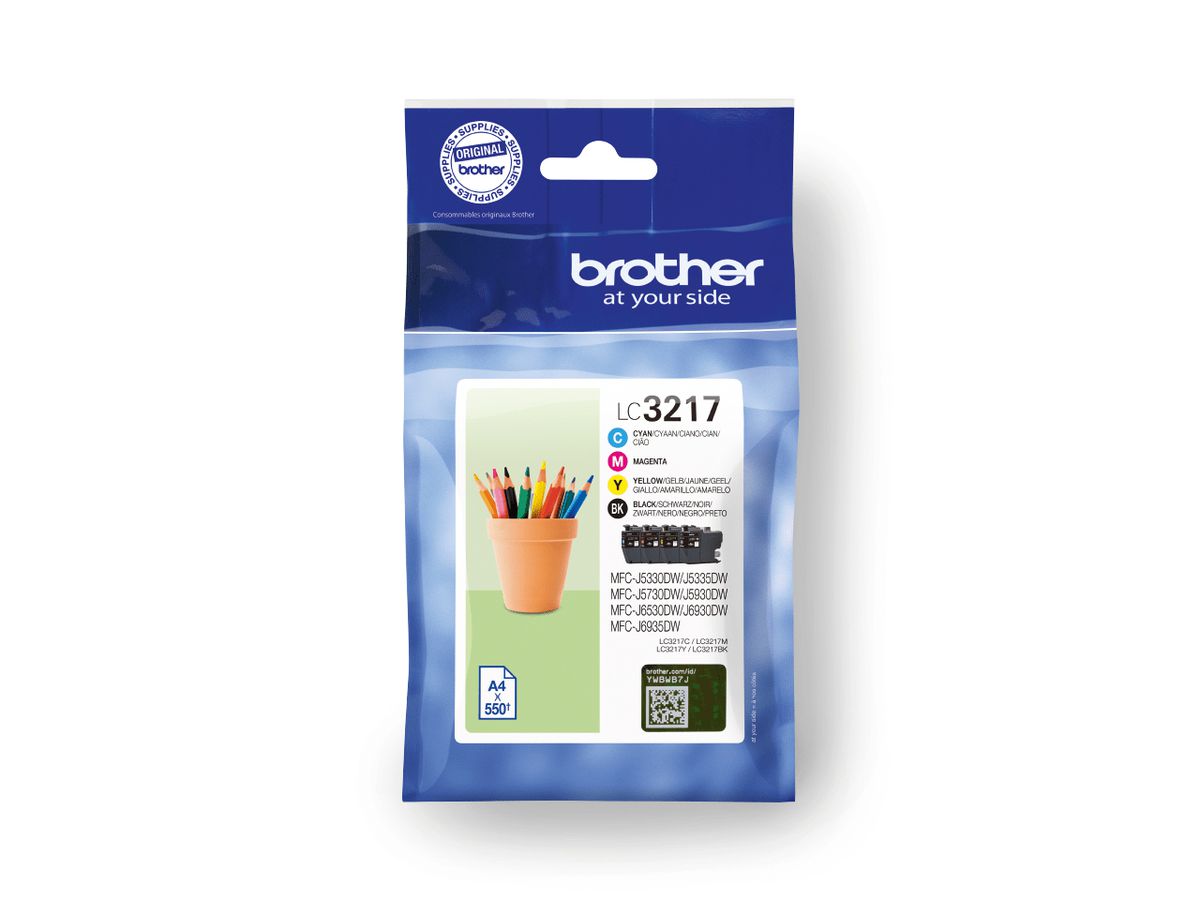 Brother LC3217VAL inktcartridge 4 stuk(s) Origineel Zwart, Cyaan, Magenta, Geel