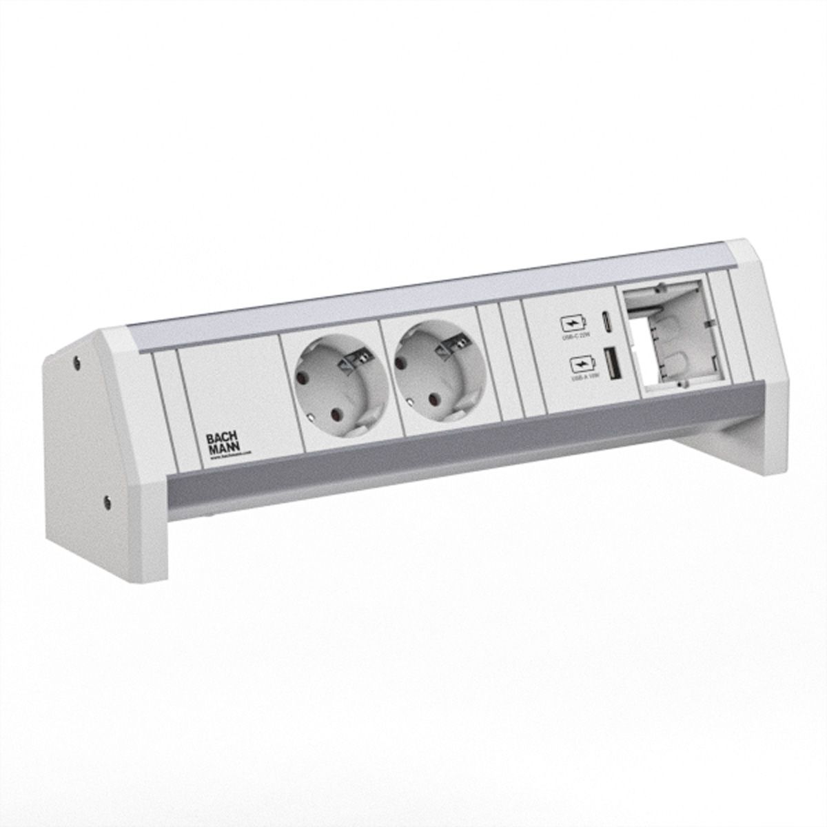 BACHMANN DESK 2xCEE7/3 1xUSB A/C 22W 1xCM GST18 RAL9010