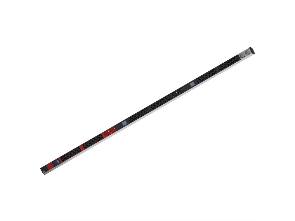 BACHMANN BN0500 19" PDU 1U 36xC13, 6x geaard contact, vermogensmeting, aansluiting CEE 3x16A, rood