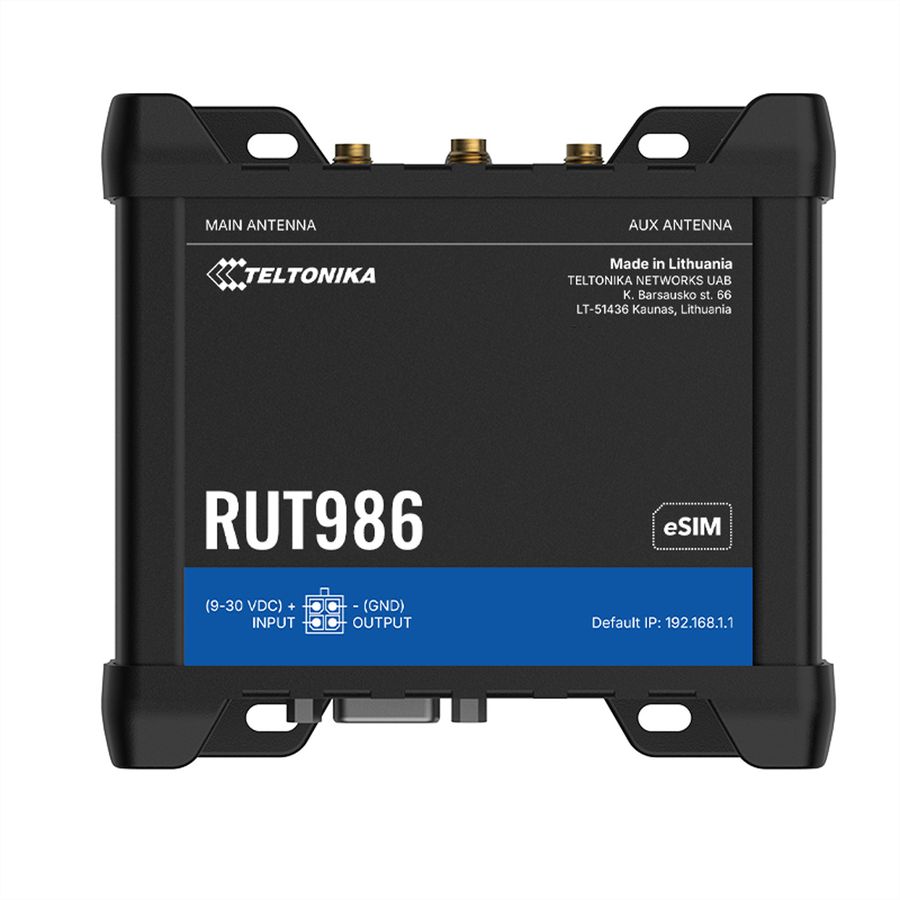TELTONIKA RUT986 CAT4 LTE Router Dual SIM & eSIM, RS232/485