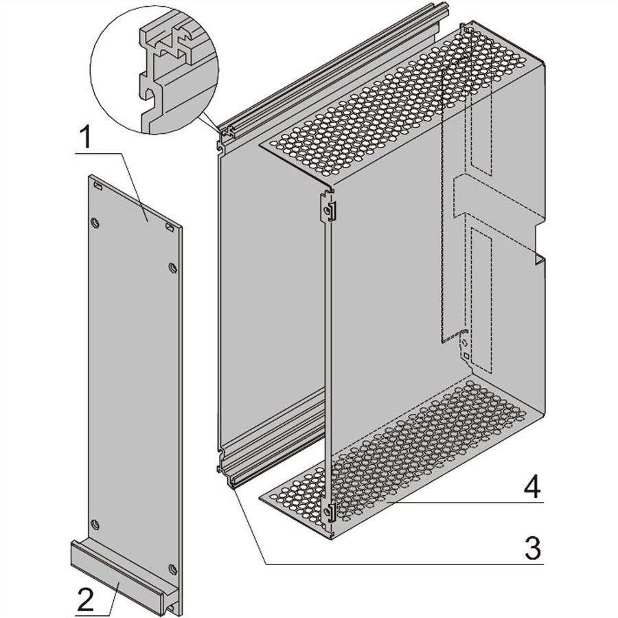 SCHROFF-frame insteekmodule PRO-set, met kap, niet-afgeschermd, 6 HE, 7 HE, 227 mm