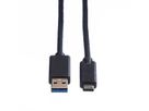ROLINE GREEN USB 3.2 Gen 1 kabel, A-C, M/M, zwart, 1 m