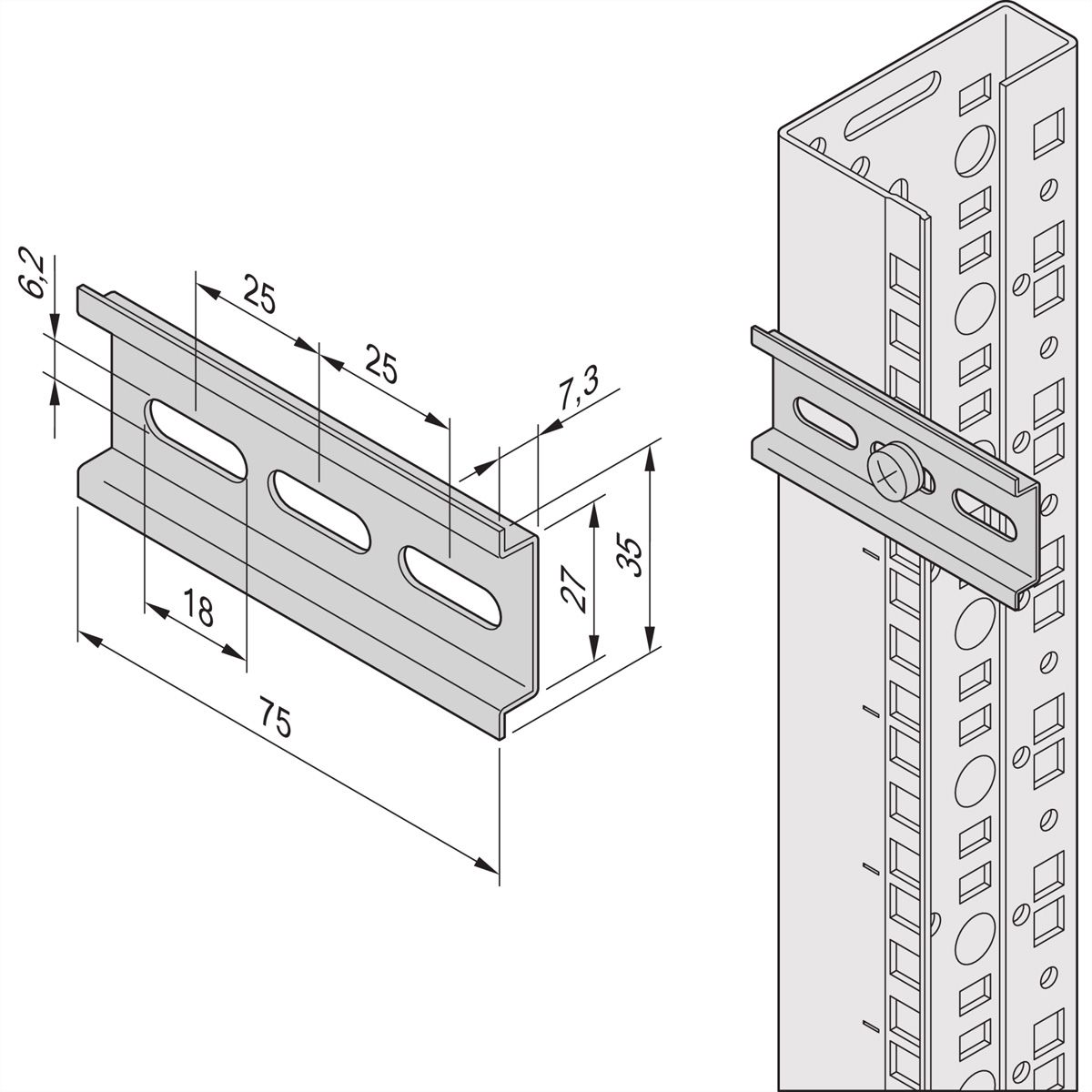SCHROFF DIN-rail voor thermostaat met geïntegreerde temperatuursensor