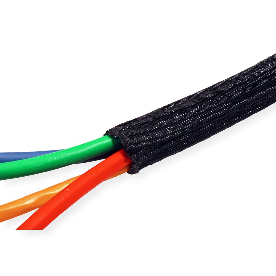 ROLINE PVC weefselslang voor kabelgeleiding, zelfsluitend, zwart, 2,5 m