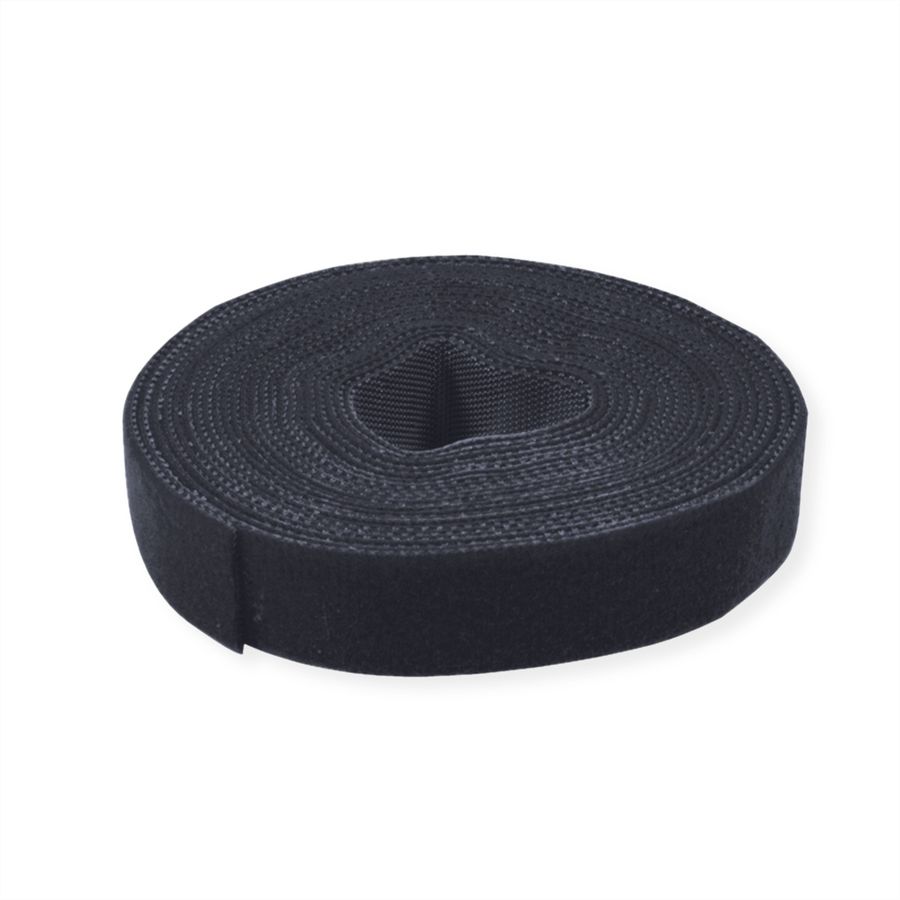 VALUE Klittenband op rol, 10mm, zwart, 25 m