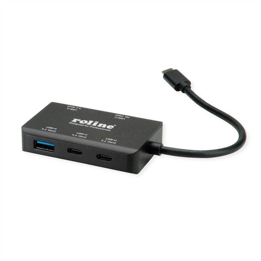 ROLINE USB 3.2 Gen 2 Hub, 4-voudig (2x USB-A + 2x USB-C), PD, type C-aansluitkabel