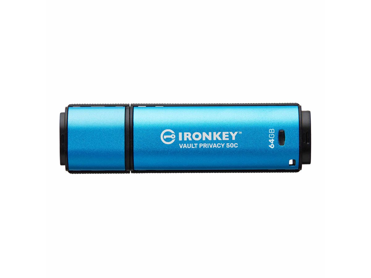 Kingston Technology IronKey VP50 USB flash drive 64 GB USB Type-C 3.2 Gen 1 (3.1 Gen 1) Black, Blue