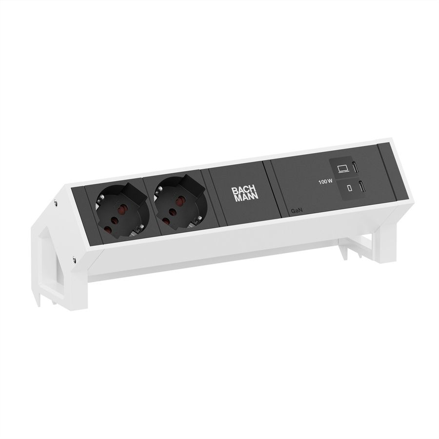 BACHMANN DESK2 2xP40 1xUSB C/C 100W, L=0,2m RAL9010