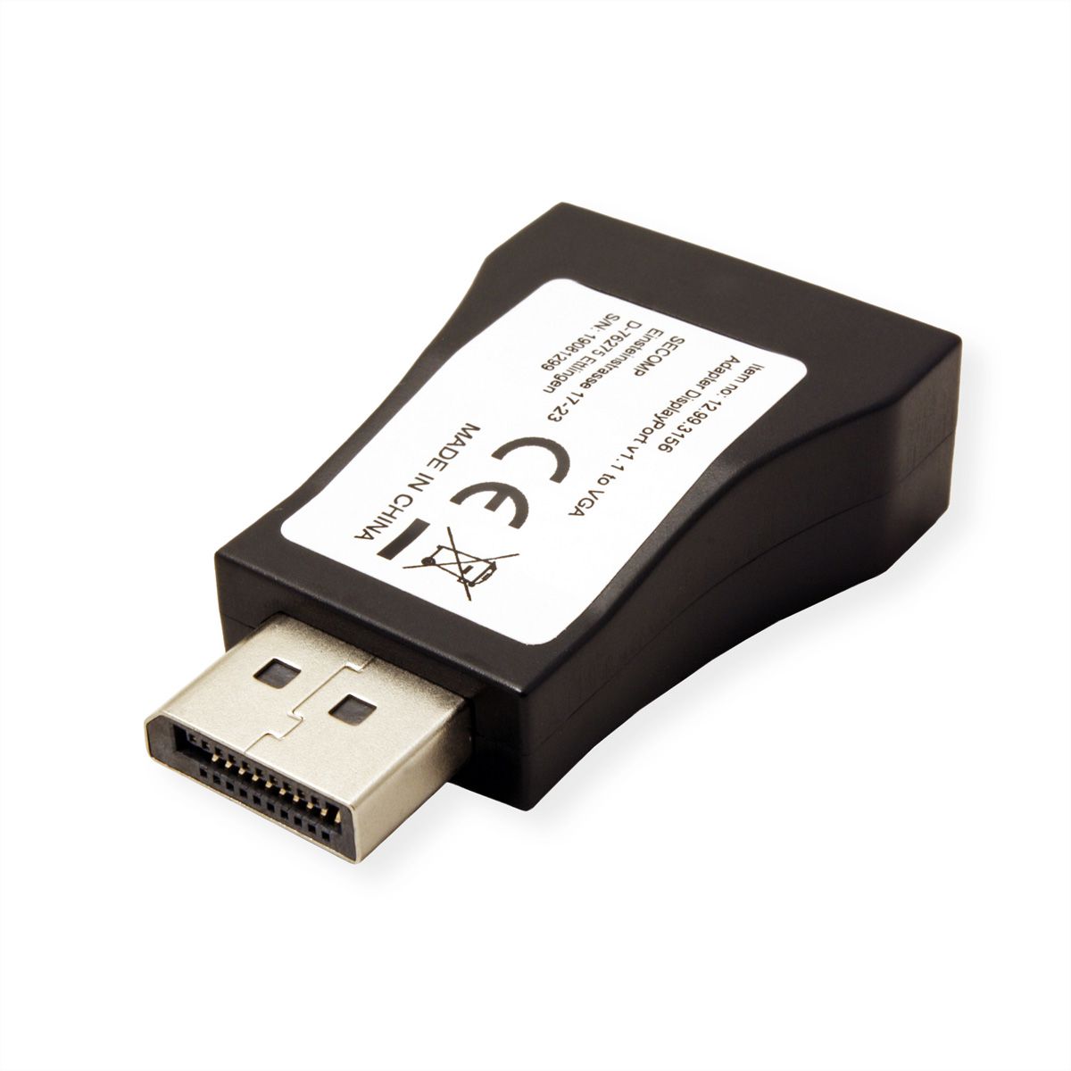 VALUE DisplayPort-VGA Adapter, DP Male  - VGA Female, Actief
