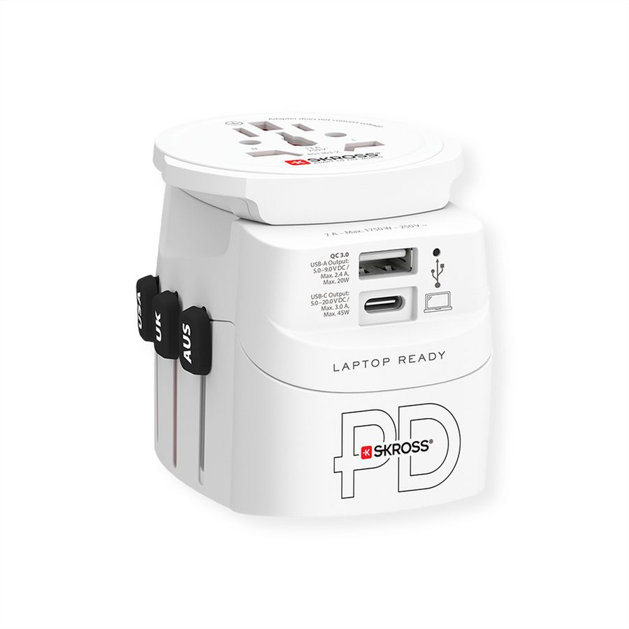 Skross PRO Light USB AC45PD World Travel Adapter, worldwide
