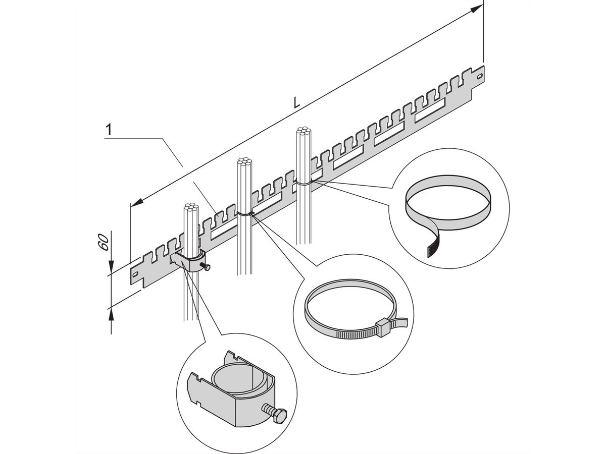 SCHROFF Varistar Cable Support Rail for Cabinet Depth, RAL 7021, 600D