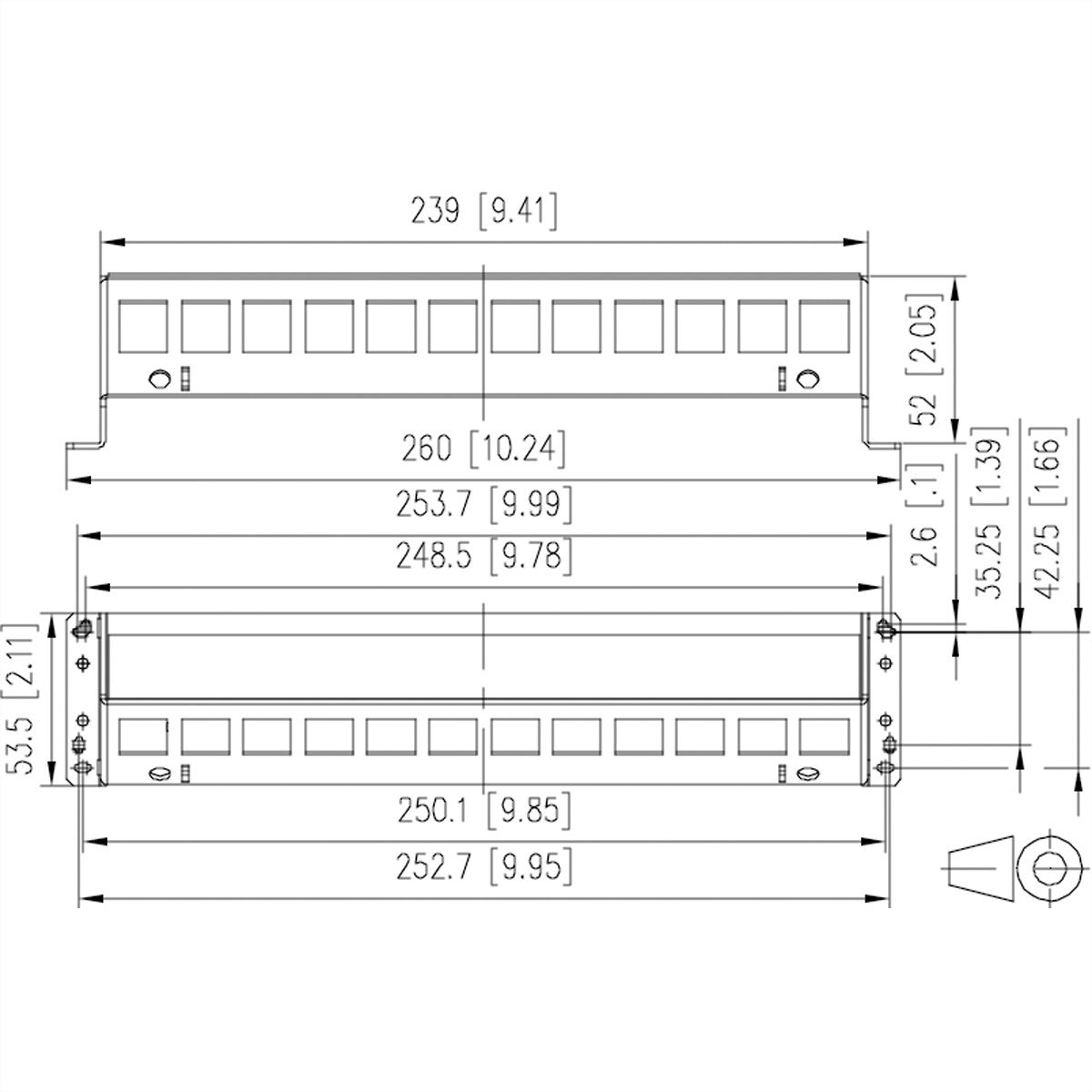 METZ CONNECT SmartConnectPP 12Port Keystone paneel, leeg