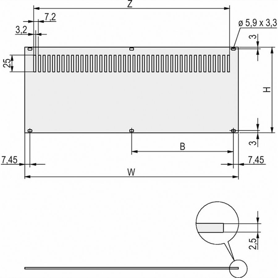 SCHROFF Rear Panel, Perforated, Unshielded, for RatiopacPRO and PropacPRO, 6 U, 42 HP