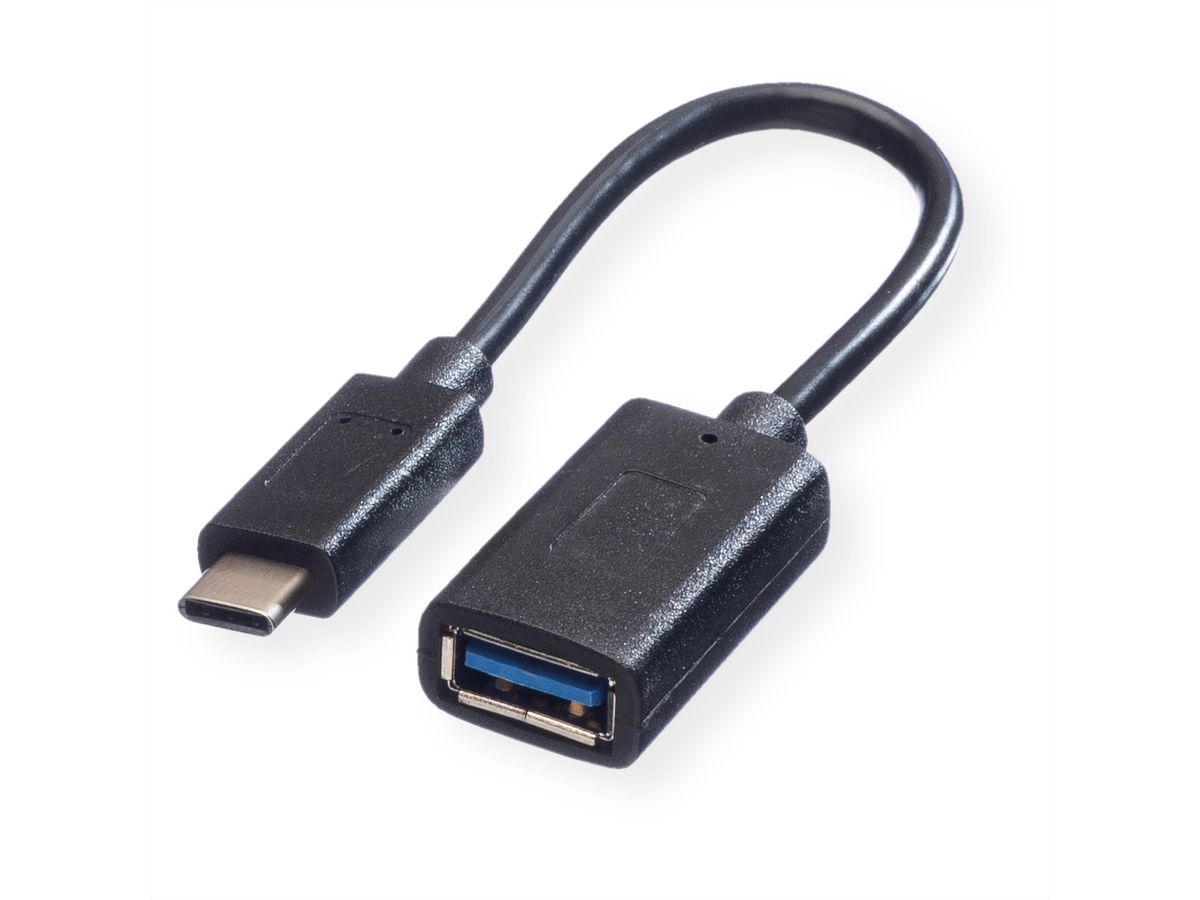 VALUE USB 3.2 Gen 1 Kabel, USB Type C - A, M/F, OTG, VALUE USB 3.2 Kabel, USB Type C - A, M/F, OTG , zwart, 0,15 m