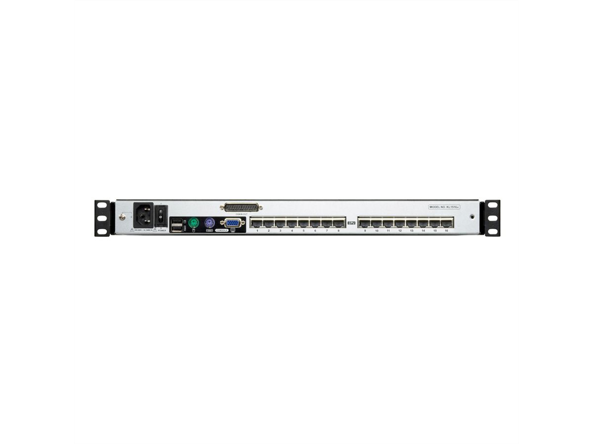 ATEN KL1508AM KVM-Switch, 43cm TFT, VGA, PS/2-USB über Kat 5, 8 Port, UK-Layout