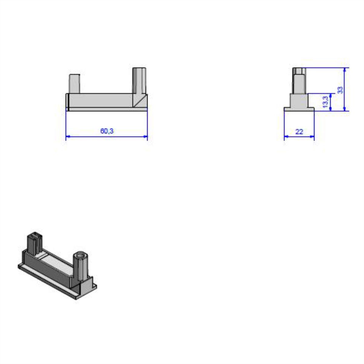 BACHMANN DESK2 adhesive base RAL9005, black 2 pieces