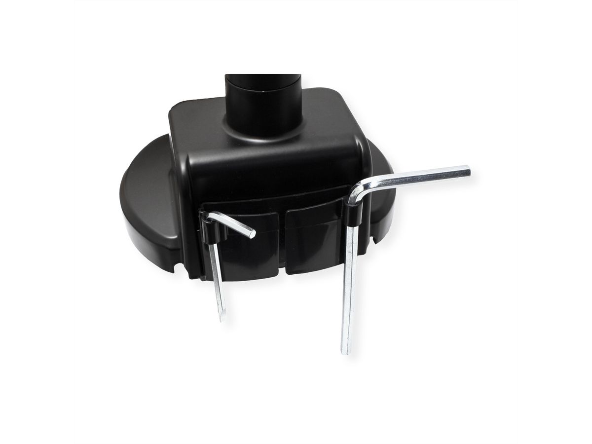 ROLINE LCD-arm voor zware belasting, draagstang, 4 scharnieren, tafelmontage, tot 22/27 kg, zwart