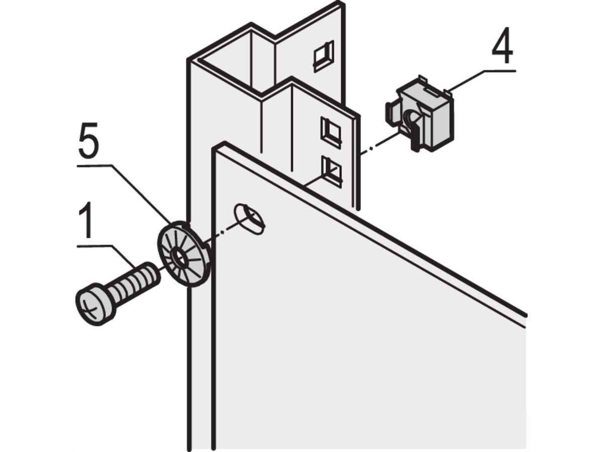 SCHROFF 19" montageset, 4 x schroef M5x12, aardingsmoer M5 voor geleiderails