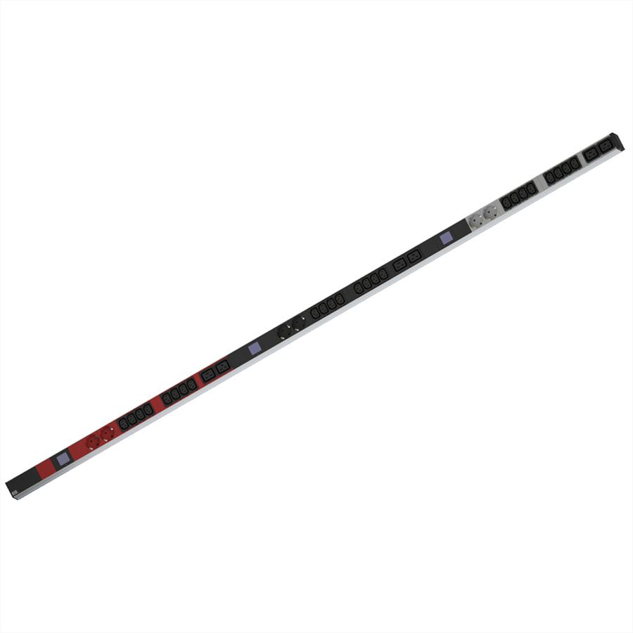 BACHMANN BN0500 19" PDU 1U 24xC13 6xC19, 6x earthing contact, power measurement, connection CEE 3x 16A,red