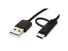 ROLINE Kabel USB Micro B + Typ C M/M to USB2.0 A M, OTG, zwart, 1 m