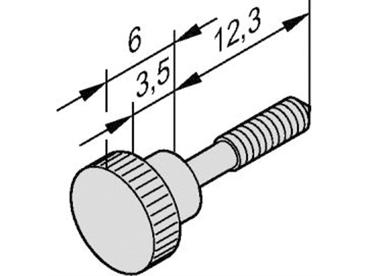 SCHROFF Kraagschroef, kartelkop kort, M2,5 x 12,3 mm, messing vernikkeld, 100 stuks
