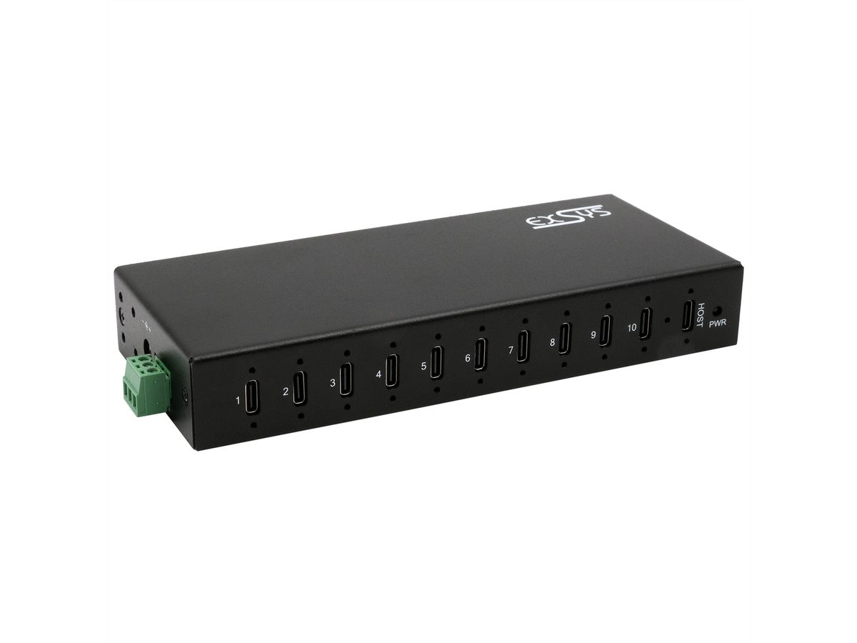 EX-12277HMS 10-Port USB 3.2 Gen 2 Metall HUB, mit 10x C-Anschlüsse