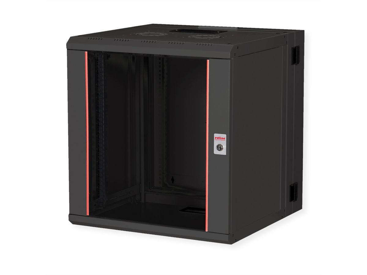 ROLINE 19-inch wandbehuizing Pro 12 U , 600x600 BxD tweedelig draaibaar zwart