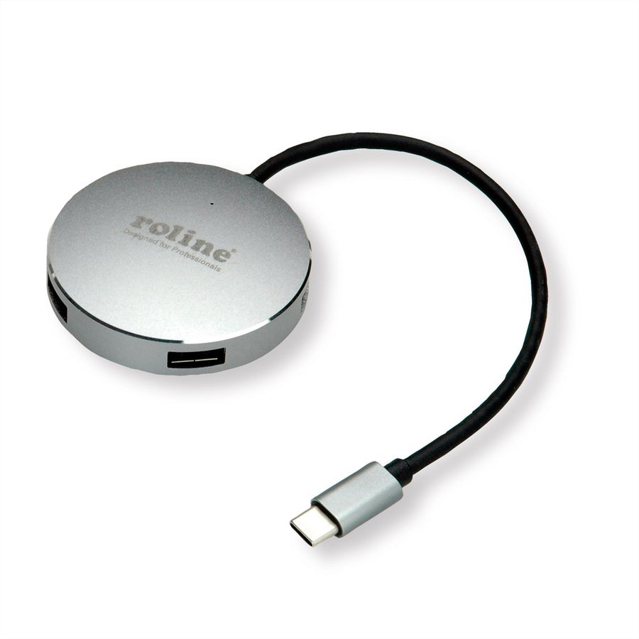 ROLINE USB 3.2 Gen 1 hub, rond, 4-voudig, type C aansluitkabel