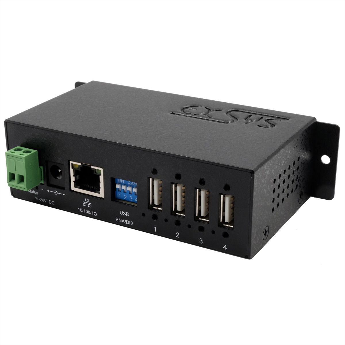 EXSYS EX-6003HMVS Apparaatserver 4x USB 2.0, 9V-24V DC-ingang, metalen behuizing