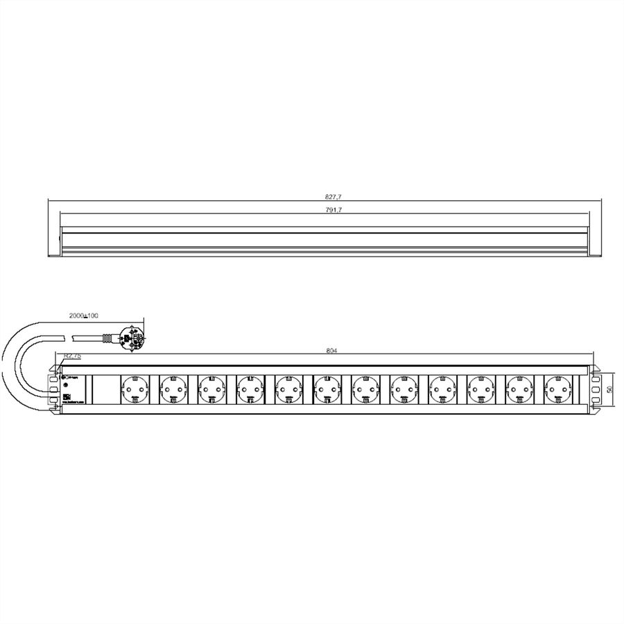BACHMANN craftsman socket strip 12x earthing contact, 2 m