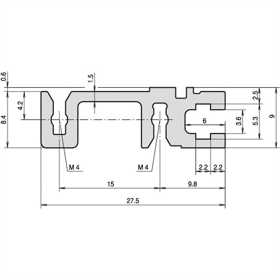SCHROFF horizontale rail achter type H-ST, zwaar, standaard, 40 pk