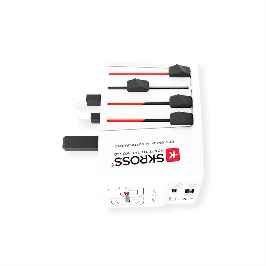 Skross MUV USB AC65PD World Travel Adapter with USB C Cable, worldwide