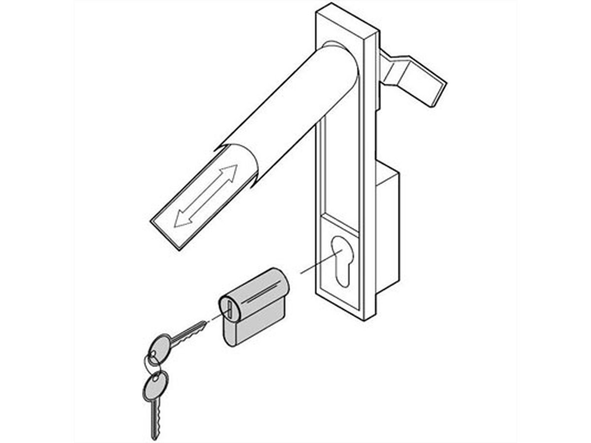 SCHROFF DIN profiel halve cilinder voor Varistar en Epcase, sleutel type 333