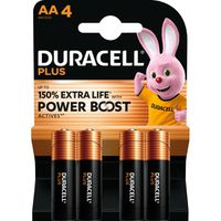 DURACELL Alkaline Plus, AA (LR6), verpakking van 4
