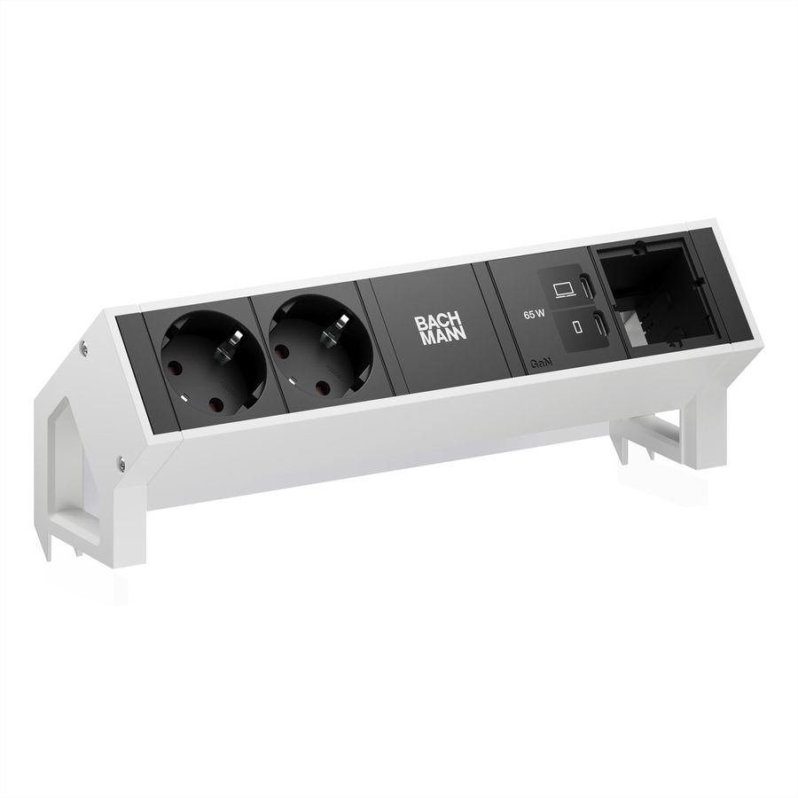 BACHMANN DESK2 2xCEE7/3 1xUSB C/C 65W, 1xCM L=0.2m RAL9010