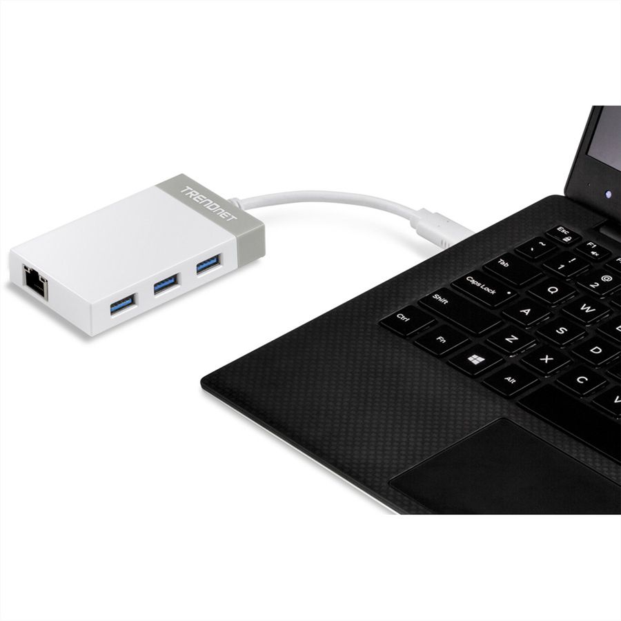 TRENDnet TUC-ETGH3 USB-C naar Gigabit Ethernet-adapter + USB-hub