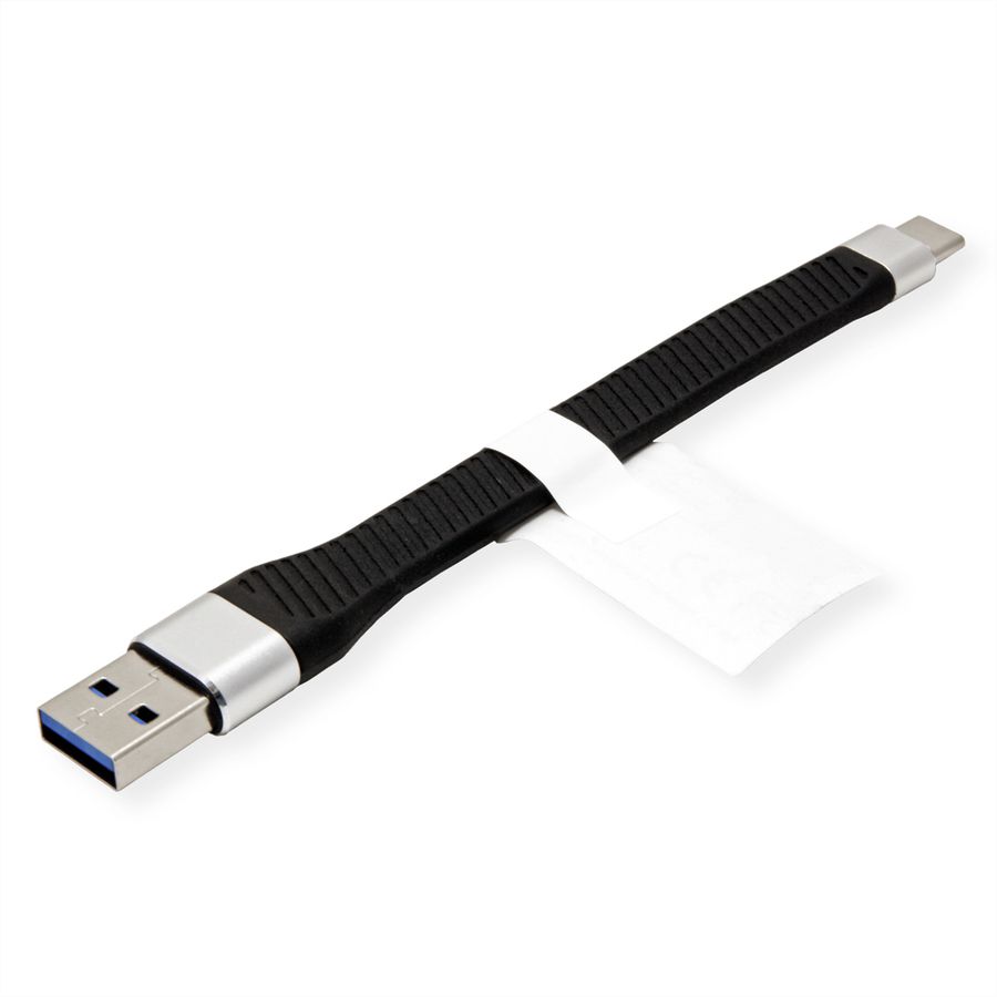 ROLINE USB 3.2 Gen 2 siliconenkabel, Emark, C-A, M/M, 10Gbit/s, zwart, 11 cm