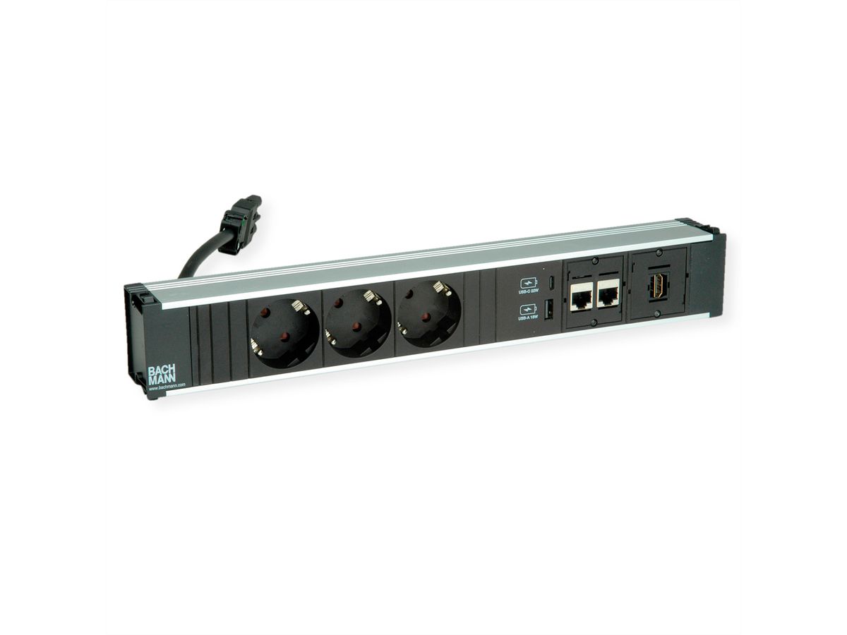 BACHMANN CONI 3xCEE7/3 2xCAT6a 1xHMDI, 1xUSB Charger A/C 22W