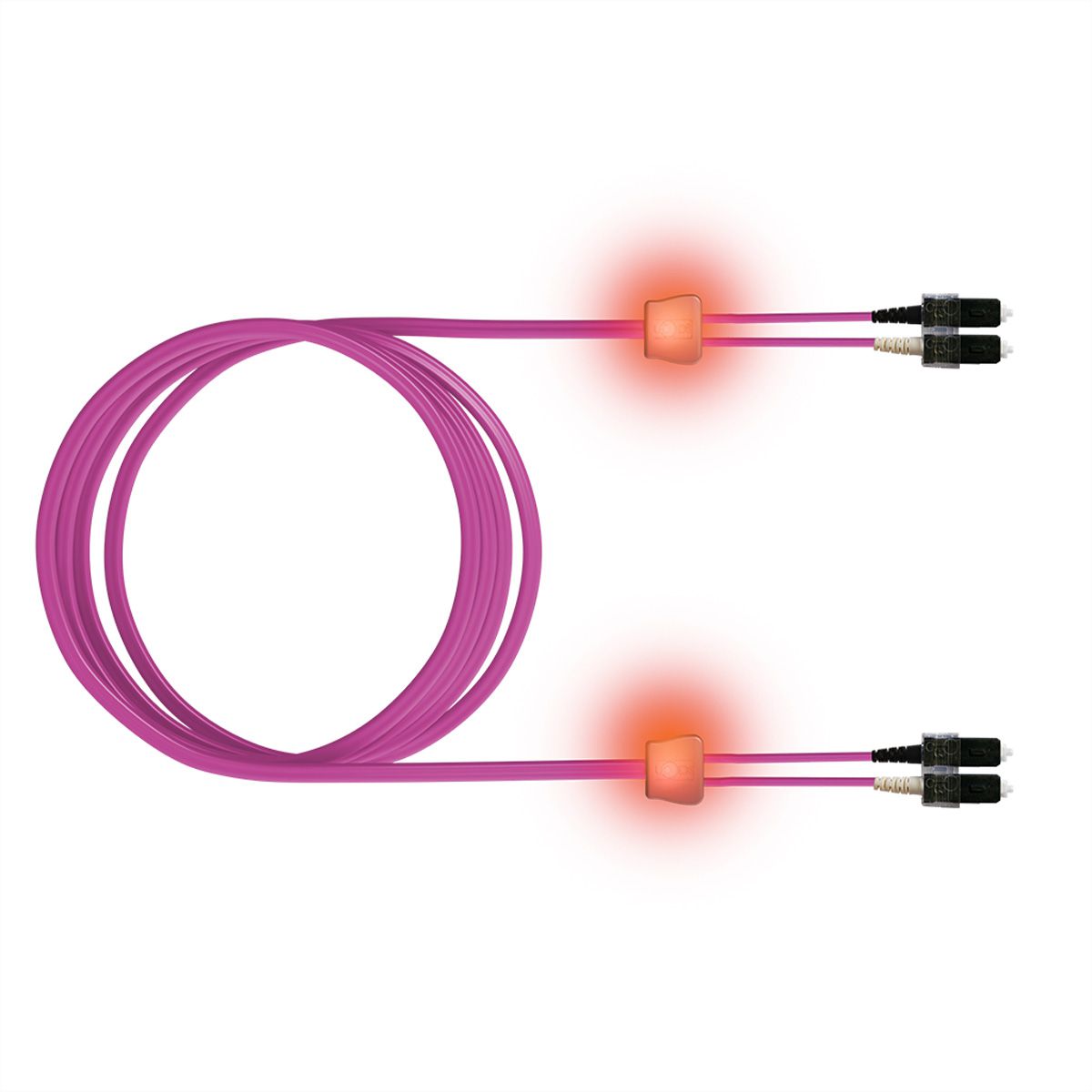 EasyLan Patch cables LED-Duplex 50/125µm OM4, SC/SC, violet, 1 m