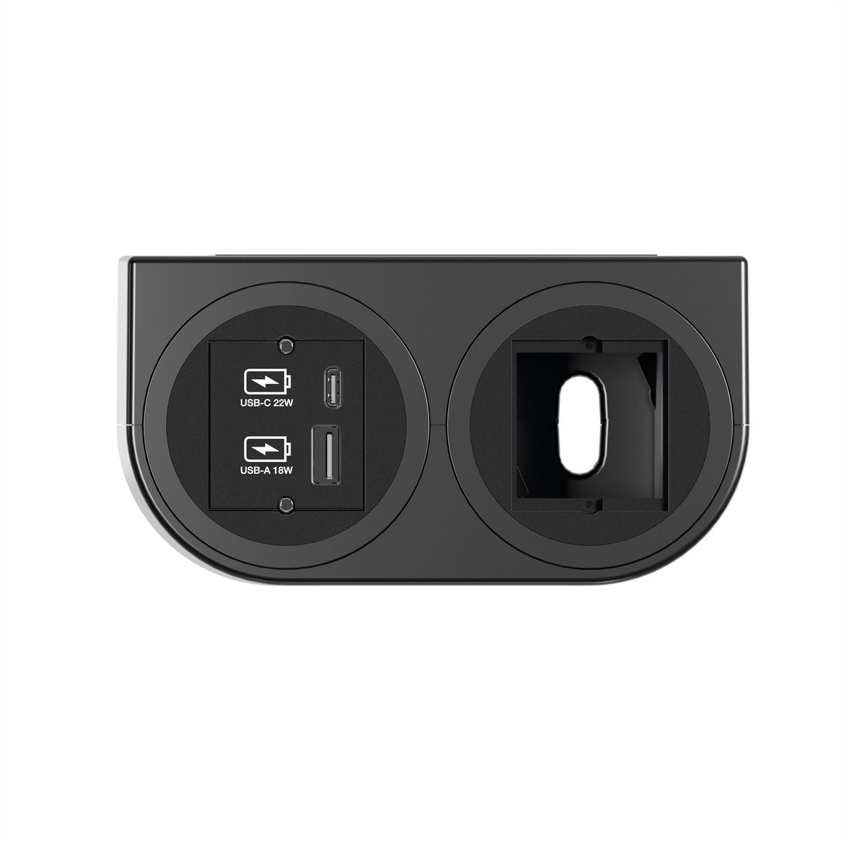 BACHMANN PIX HOLDER DOUBLE, 1x USB A/C, 1x CM, ISV, schwarz, 0,2 m