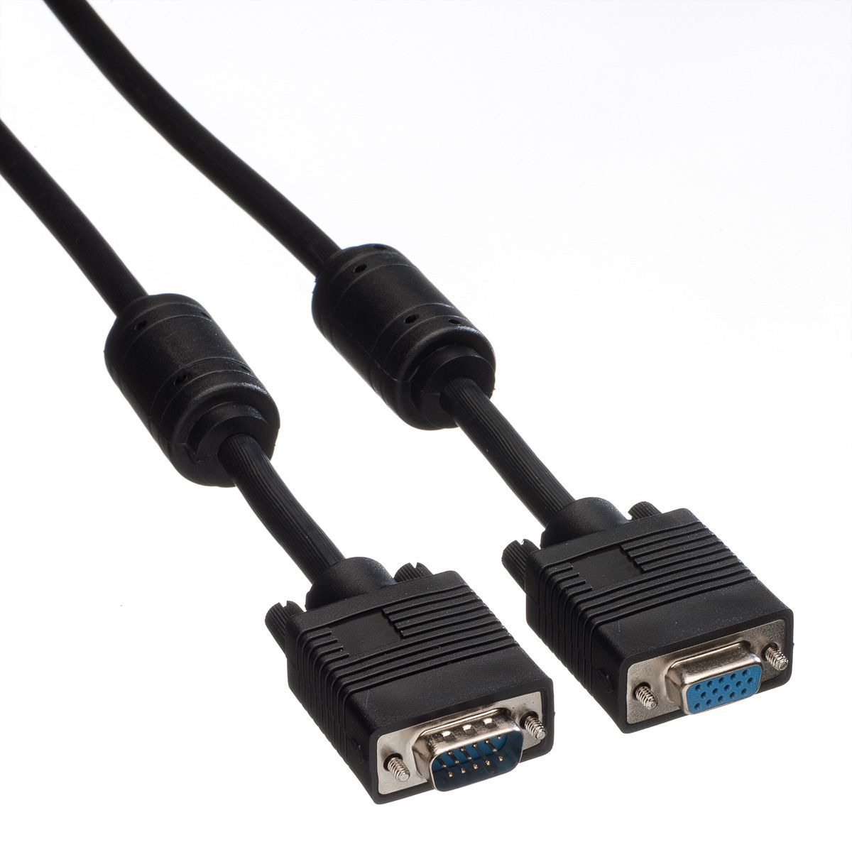 ROLINE SVGA Cable + Ferrite, HD15, M/F, 2 m