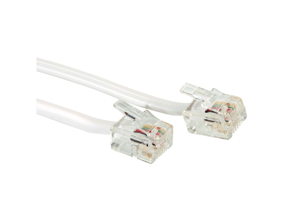 RJ11 platte kabel 6P4C, grijs, 6 m