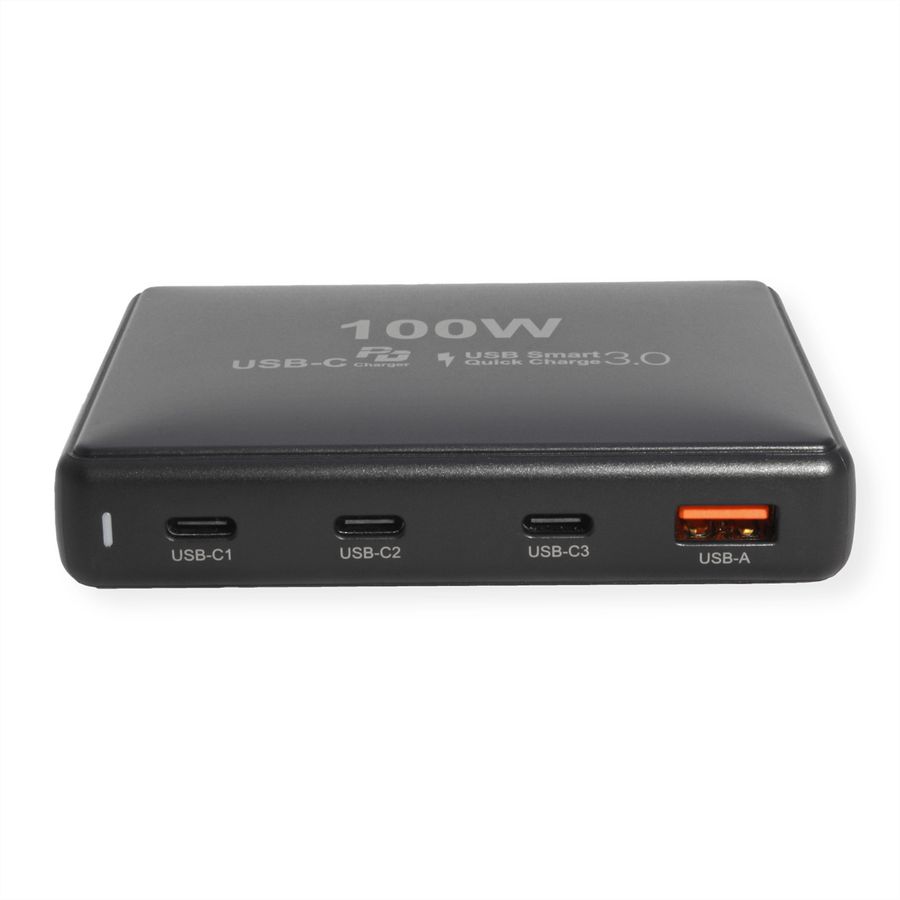 VALUE USB Oplader, 4 Poorts (1x USB-A, 3x USB-C), max. 100W