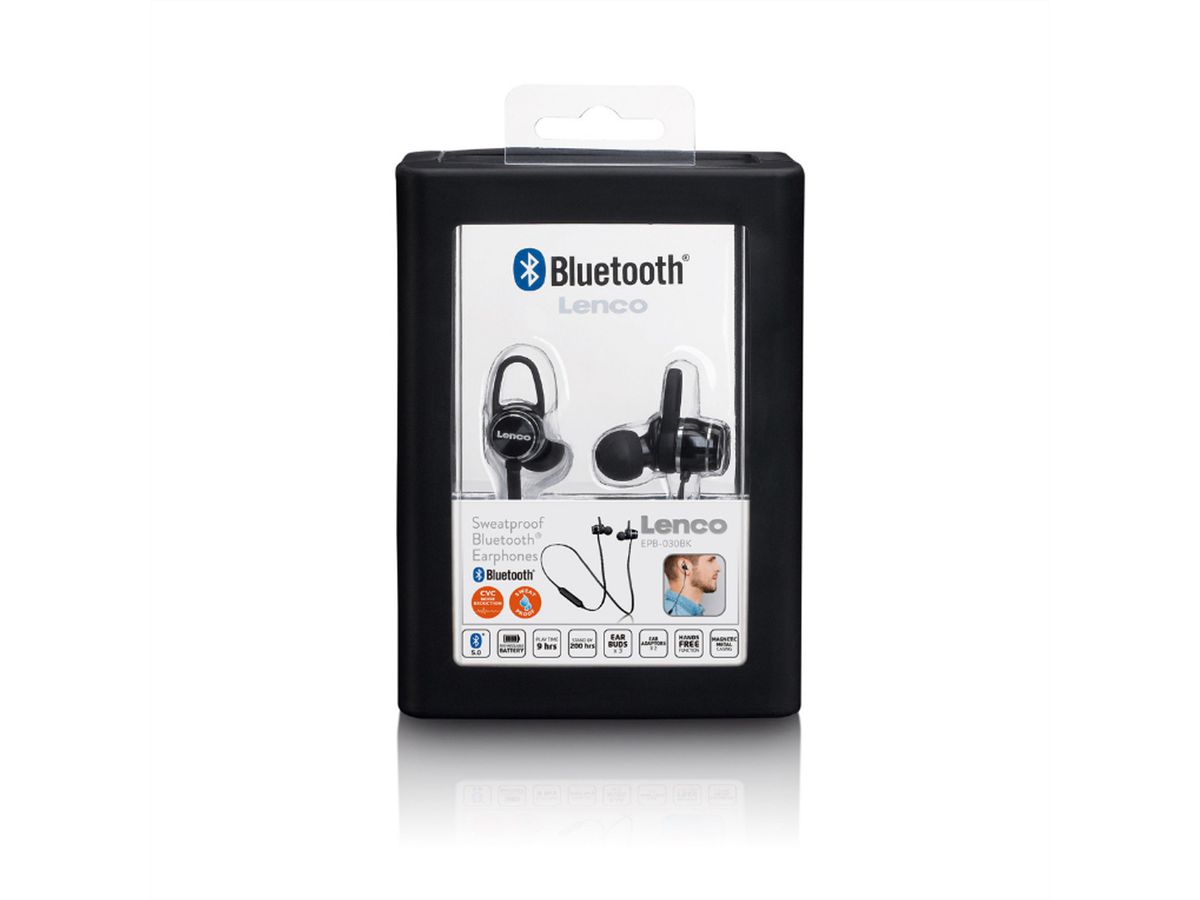 Lenco EPB-030BK koptelefoon voor in de oren, Bluetooth