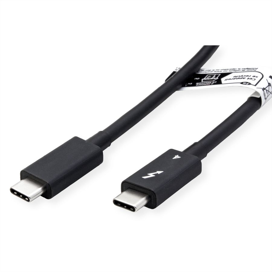 ROLINE Thunderbolt™ 4 Cable, C-C, M/M, 8K UHD-2, 40Gbit/s, 100W, passive, black, 1 m