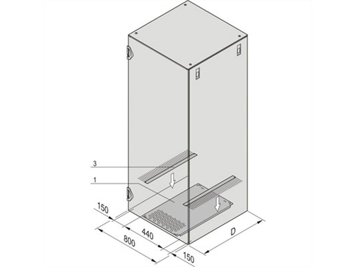 SCHROFF VARISTAR Borstelstrook, zwart, voor bodemplaat, (80mm Breed)