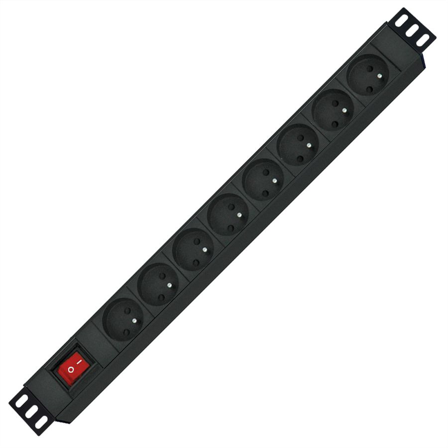 ROLINE 19" stekkerdoos 8-voudig, met aan/uit schakelaar, UTE Version, zwart, 1,8 m