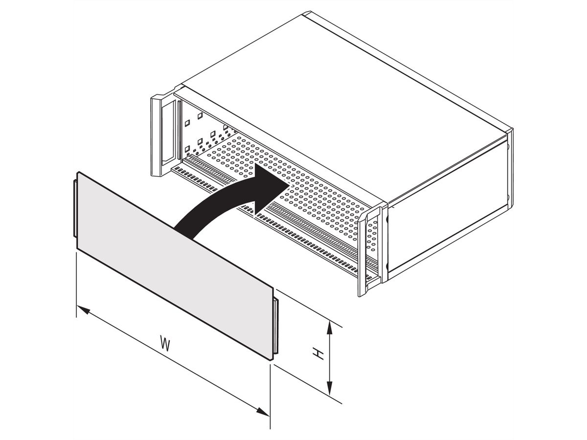 SCHROFF Front Panel, Full Width, Slotted, Unshielded for RatiopacPRO 6 U, AIR 7 U, 28 HP, 2.5 mm, Al, Front Anodized, Rear Conductive